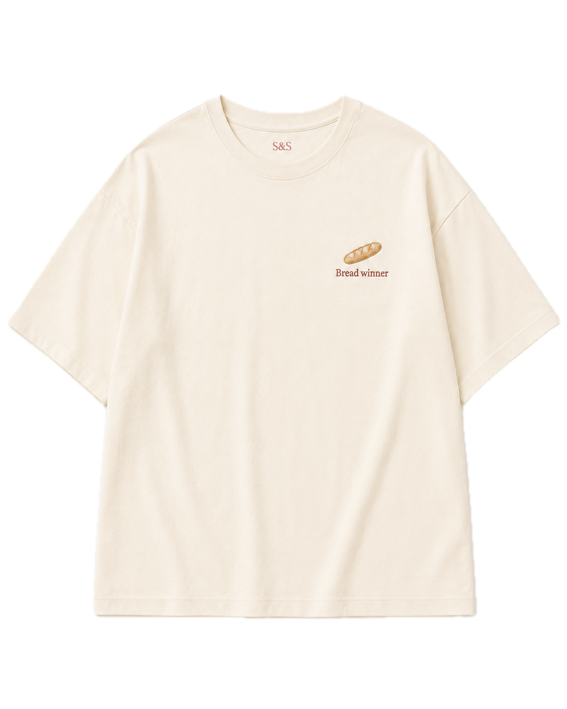 Cream Bread Winner oversized embroidered T-shirt