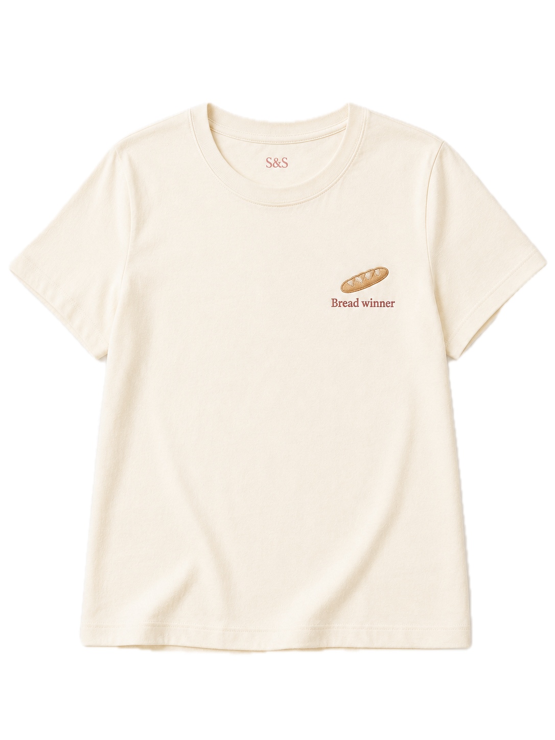 Cream Bread Winner embroidered T-shirt