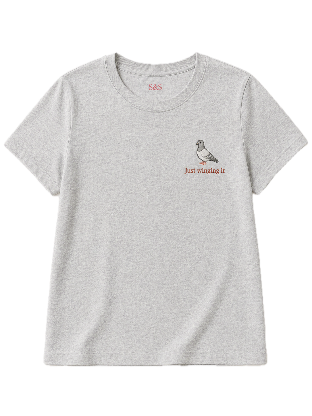 Grey Just Winging It embroidered T-shirt