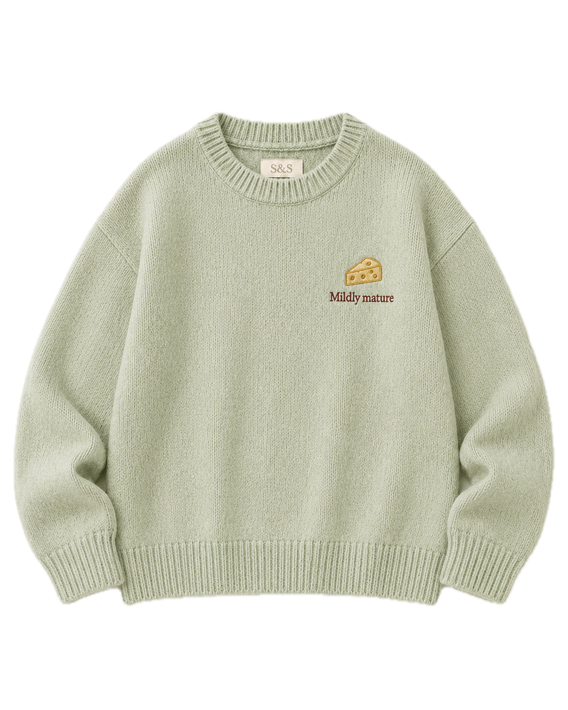 Mildly Mature sage embroidered knit jumper