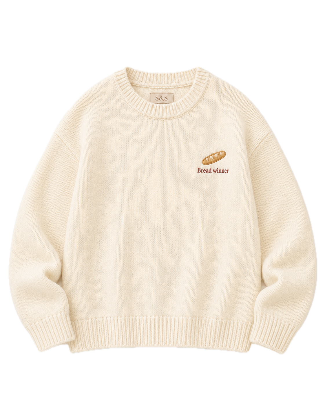 Bread Winner cream embroidered knit jumper