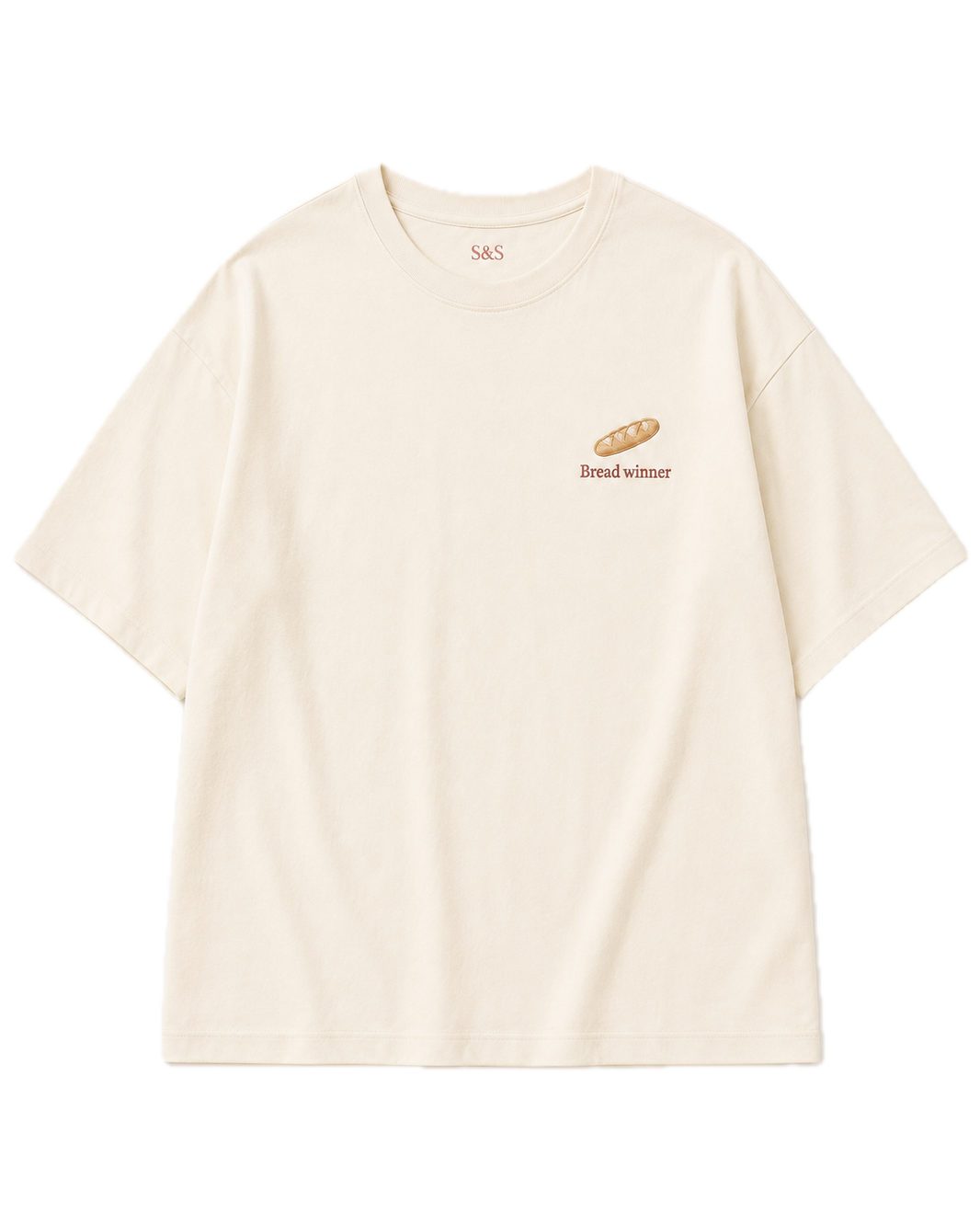 Cream Bread Winner oversized embroidered T-shirt