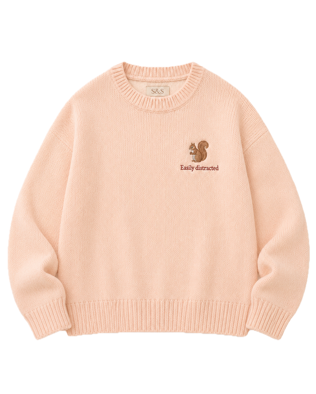 Easily Distracted peach embroidered knit jumper