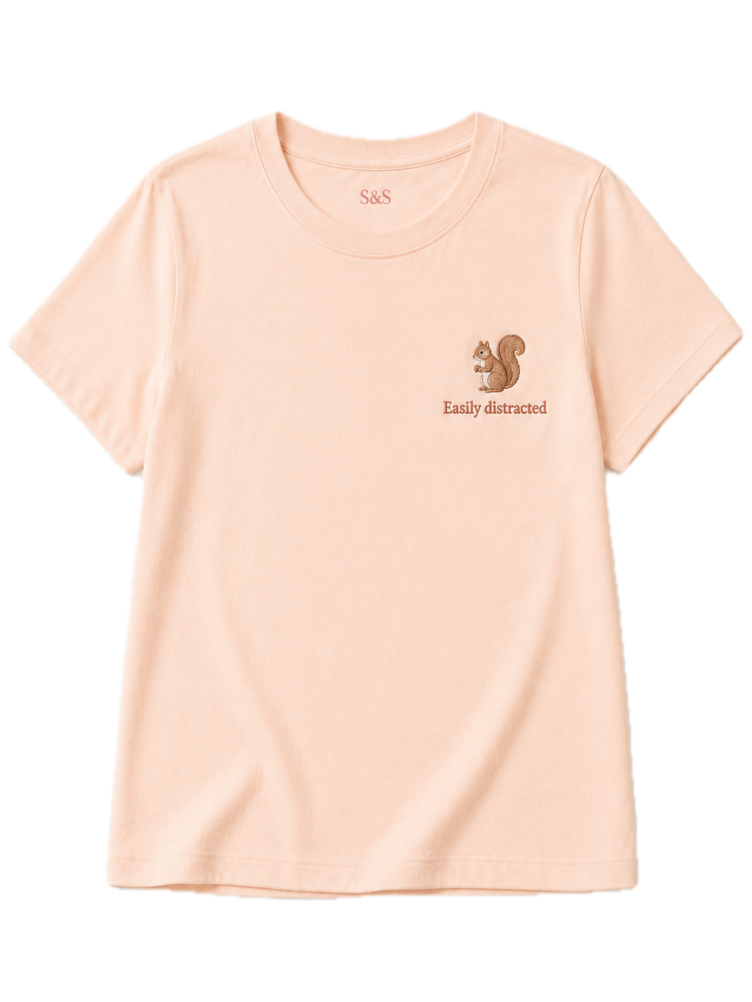 Peach Easily Distracted embroidered T-shirt