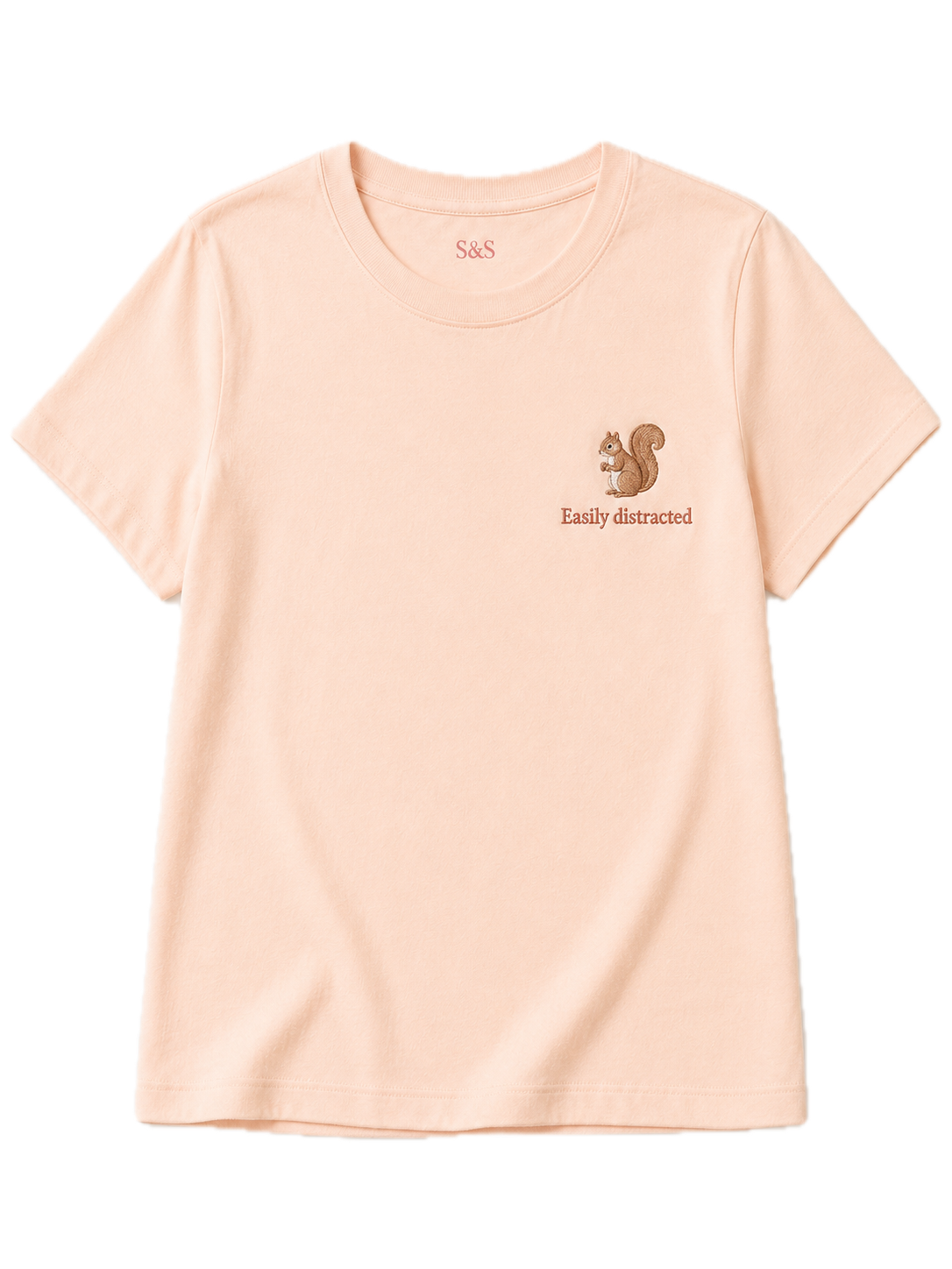 Peach Easily Distracted embroidered T-shirt