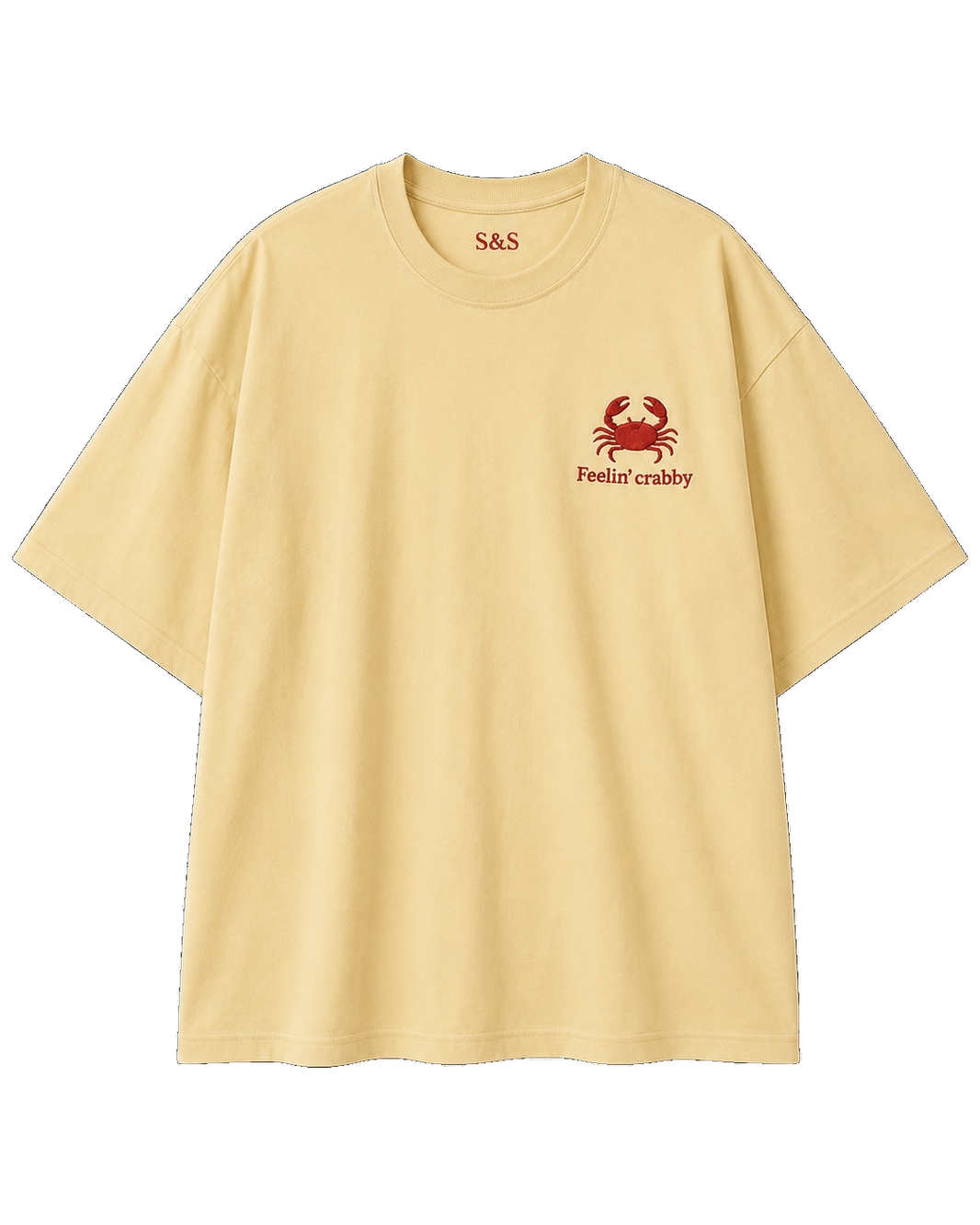 Feelin' Crabby pastel yellow oversized T-shirt