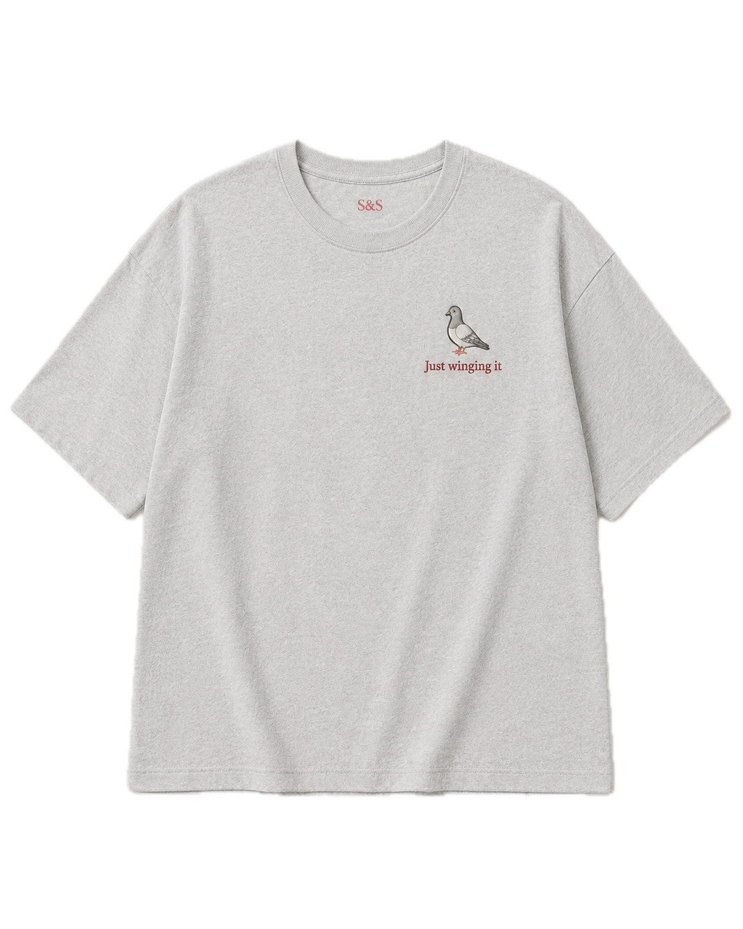 Grey Just Winging It oversized embroidered T-shirt