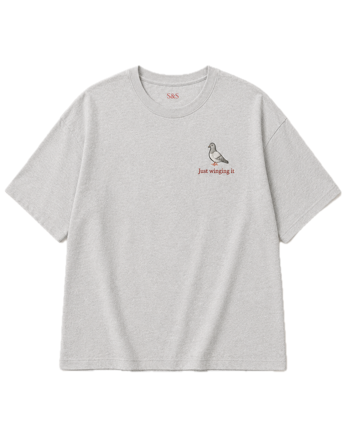 Grey Just Winging It oversized embroidered T-shirt