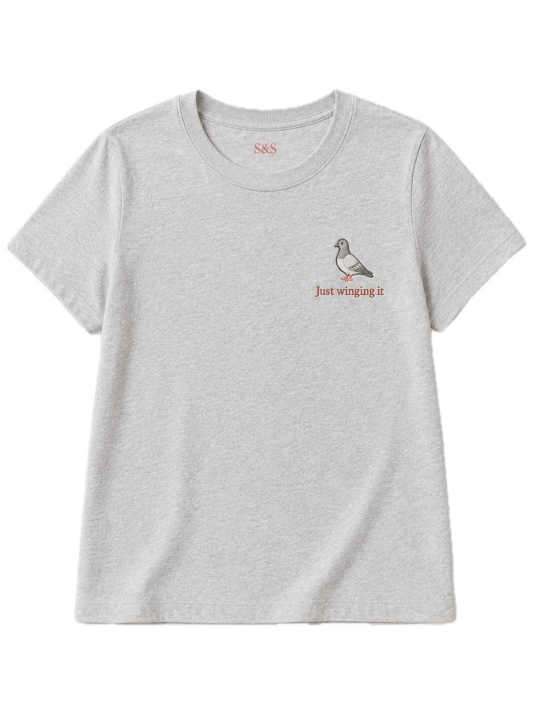 Grey Just Winging It embroidered T-shirt