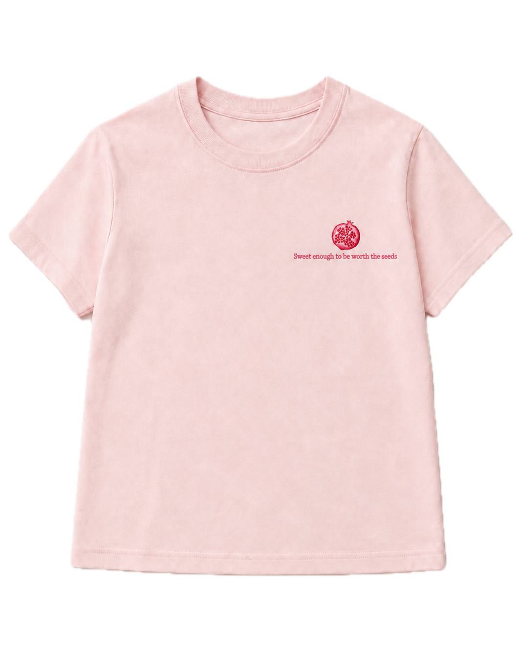 Sofia & Sterling Sweet Enough pomegranate T-shirt in blush pink
