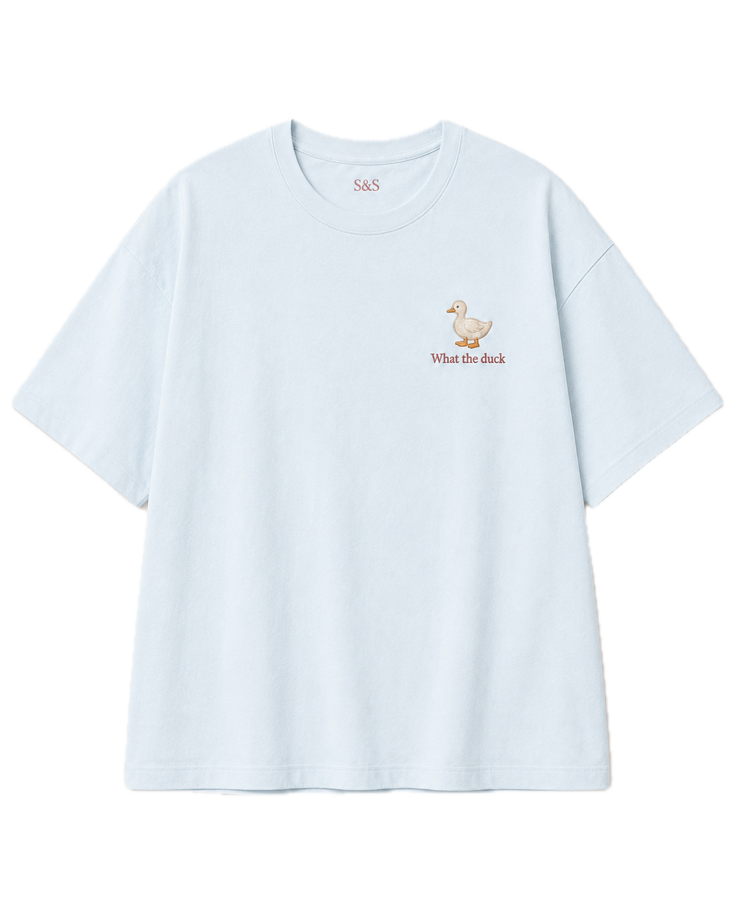 Baby blue What the Duck oversized embroidered T-shirt