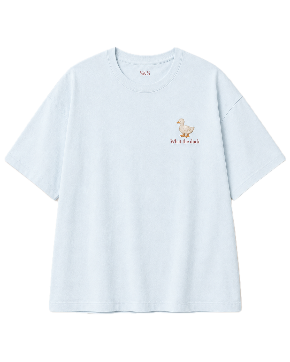 Baby blue What the Duck oversized embroidered T-shirt